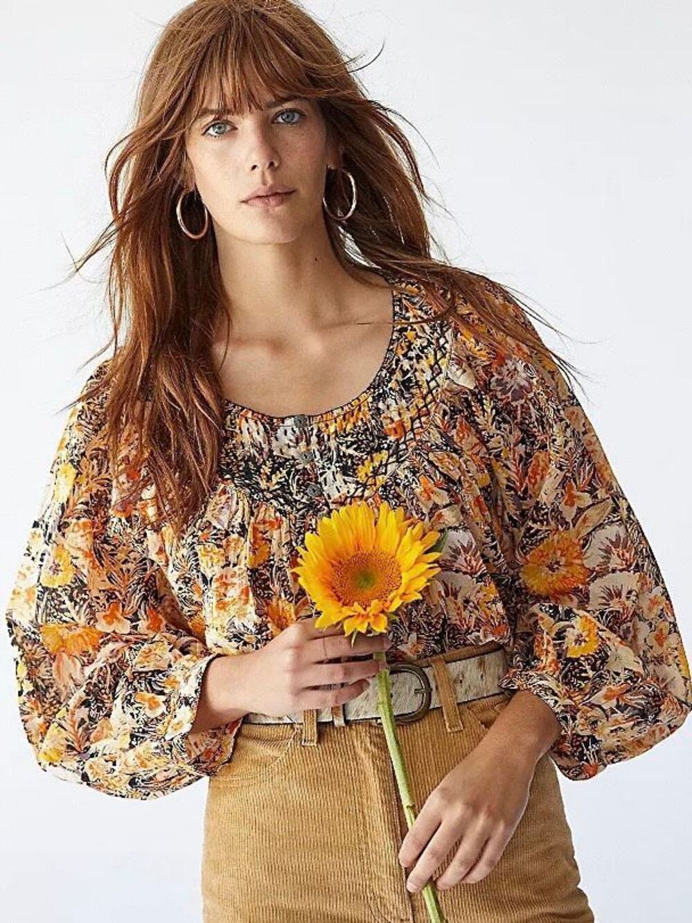 Free People Cool Meadow Floral Printed Blouse Top Women’s XS